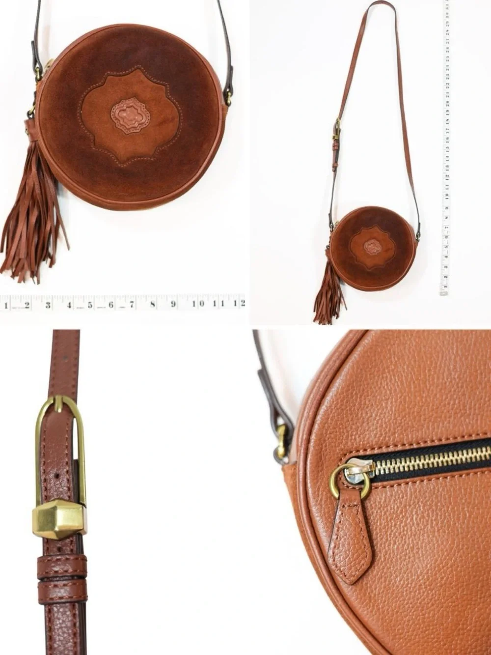 Oryany Kailee Suede Leather Canteen Crossbody Bag Brown Tassel Boho
